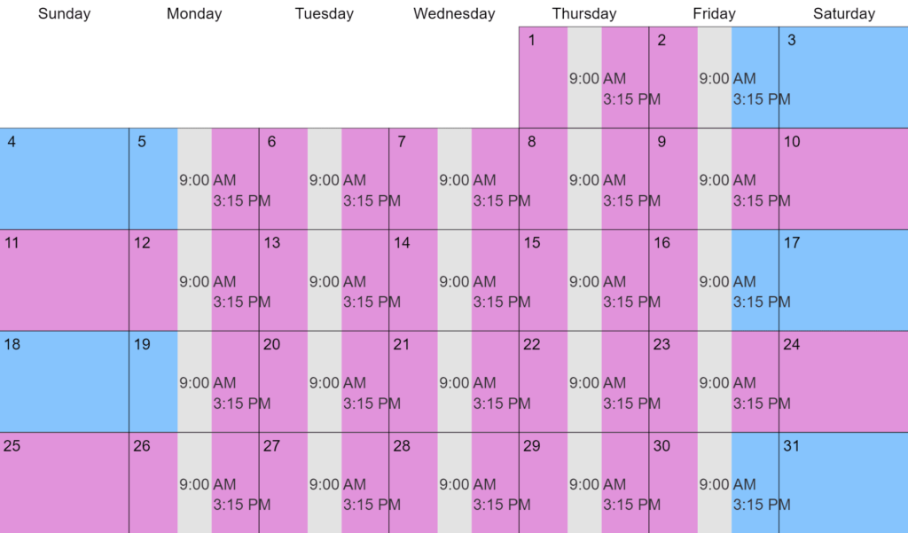 1st 3rd 5th Weekend Texas Standard Visitation Calendar 2025 2026 