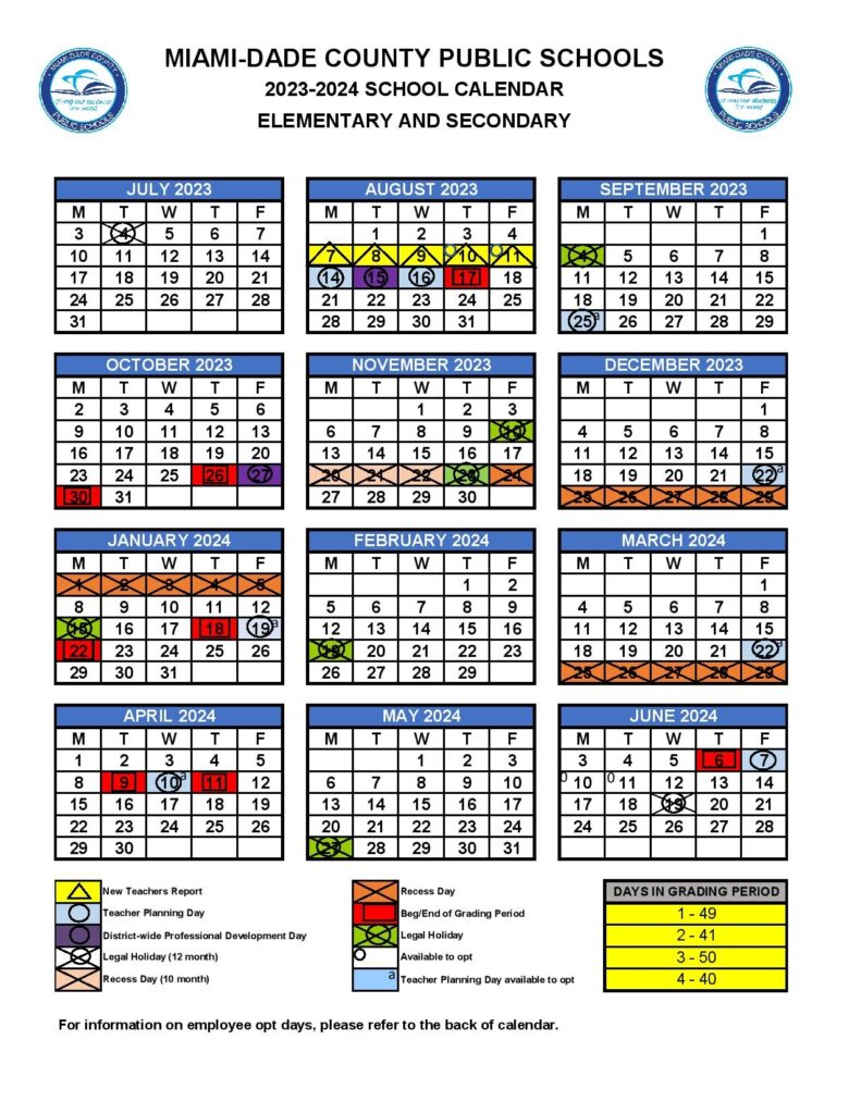 2025 2026 Miami Dade County Public Schools M DCPS Calendar A 