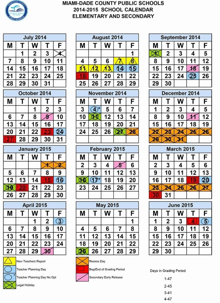 2025 2026 Miami Dade County Public Schools M DCPS Calendar A 