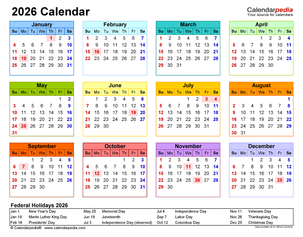 2026 Calendar Free Printable Word Templates Calendarpedia