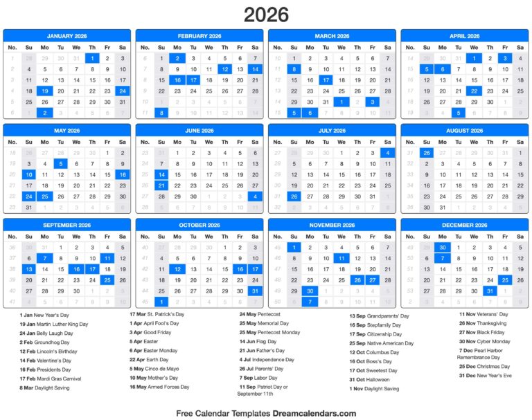 2026 Calendar Printable