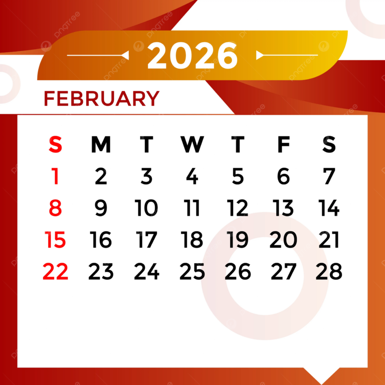 2026 February Month Calendar Vector Template Download On Pngtree