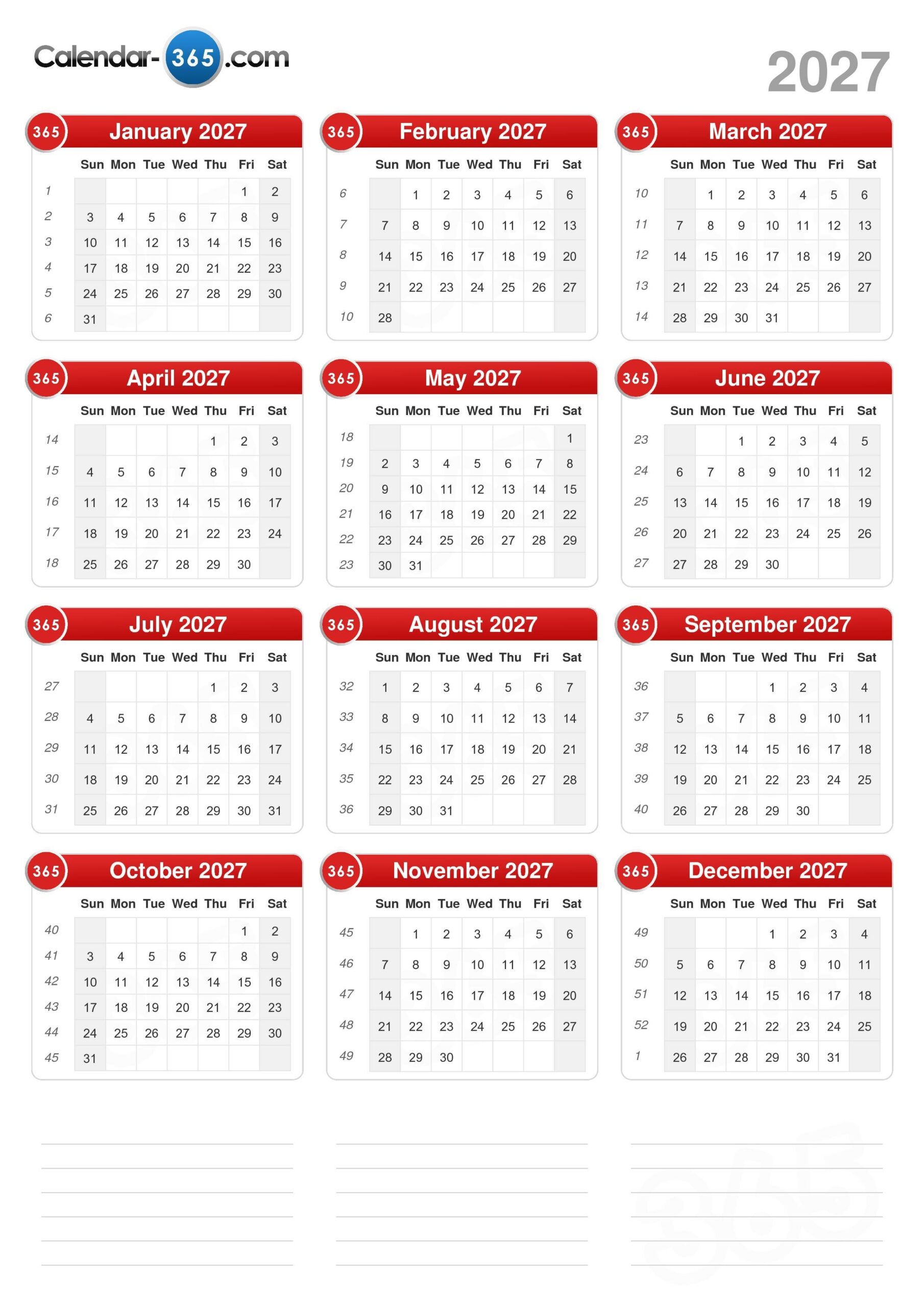 2027 Calendar