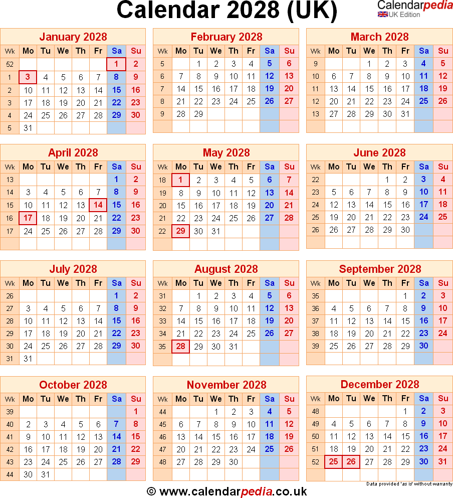 2028 Calendar Printable