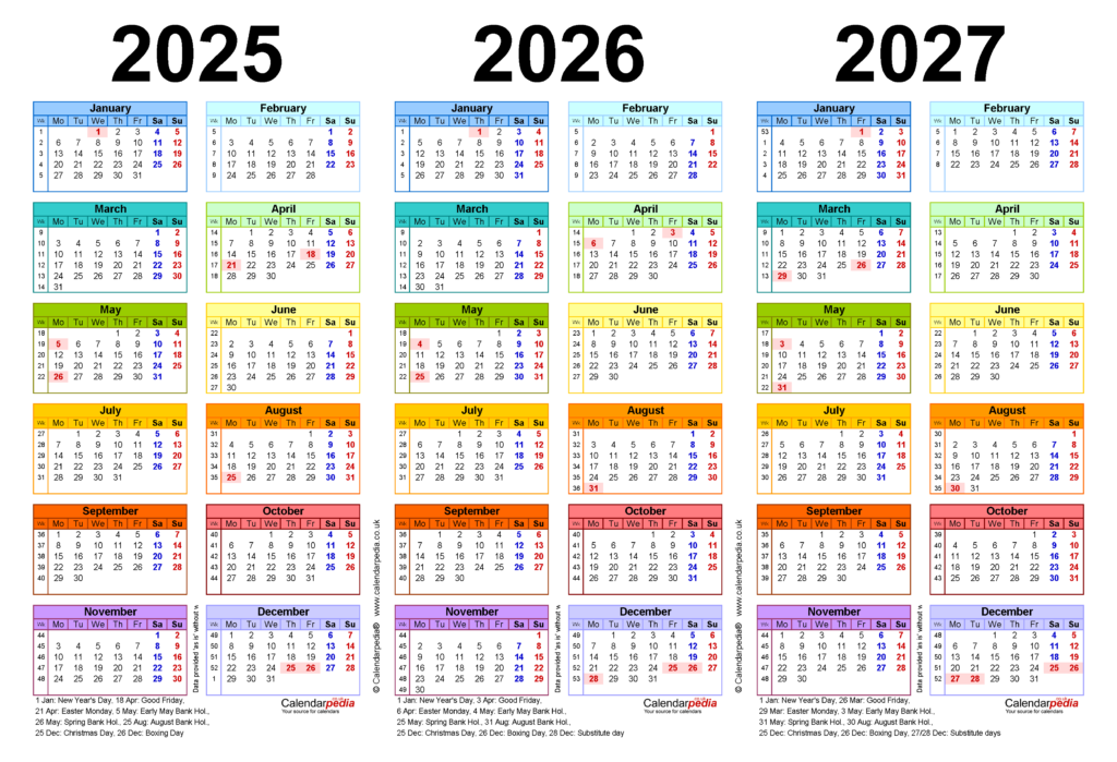 3 Year Calendar 2025 2026 And 2027 A Comprehensive Guide For 