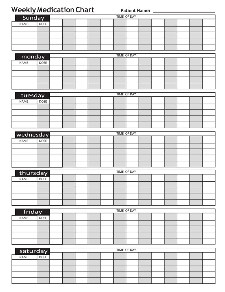 40 Great Medication Schedule Templates Medication Calendars 