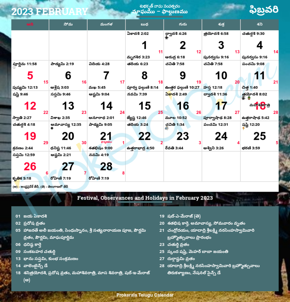 A Comprehensive Look At February 2026 In The Telugu Calendar School 