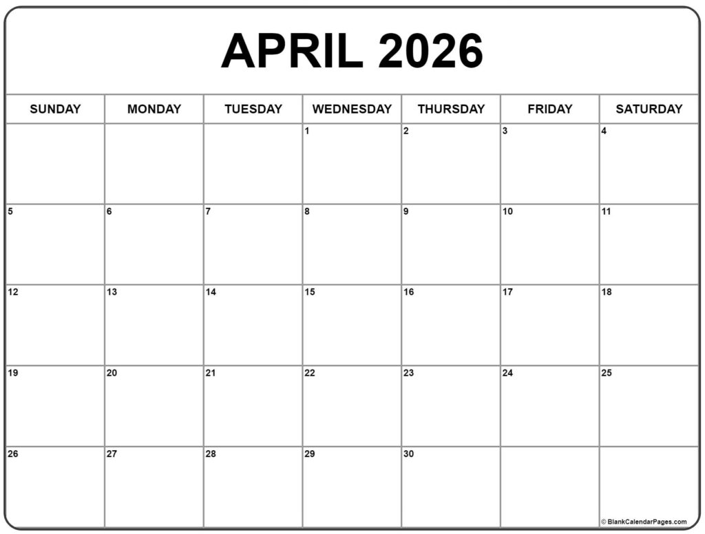 April 2026 Calendar Free Printable Calendars