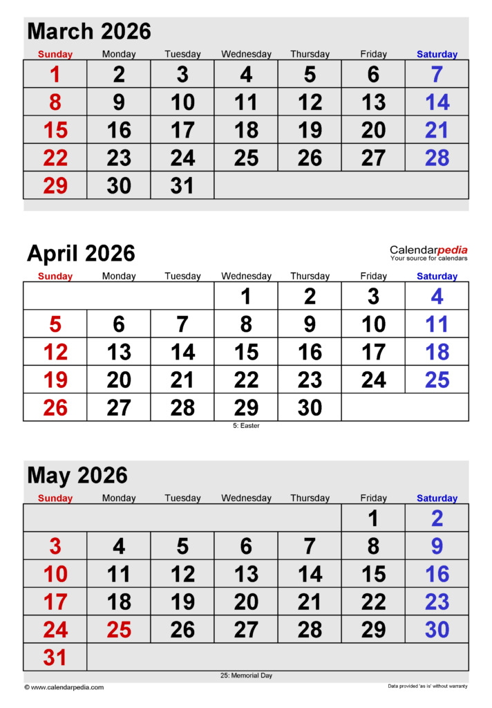 April 2026 Calendar Templates For Word Excel And PDF