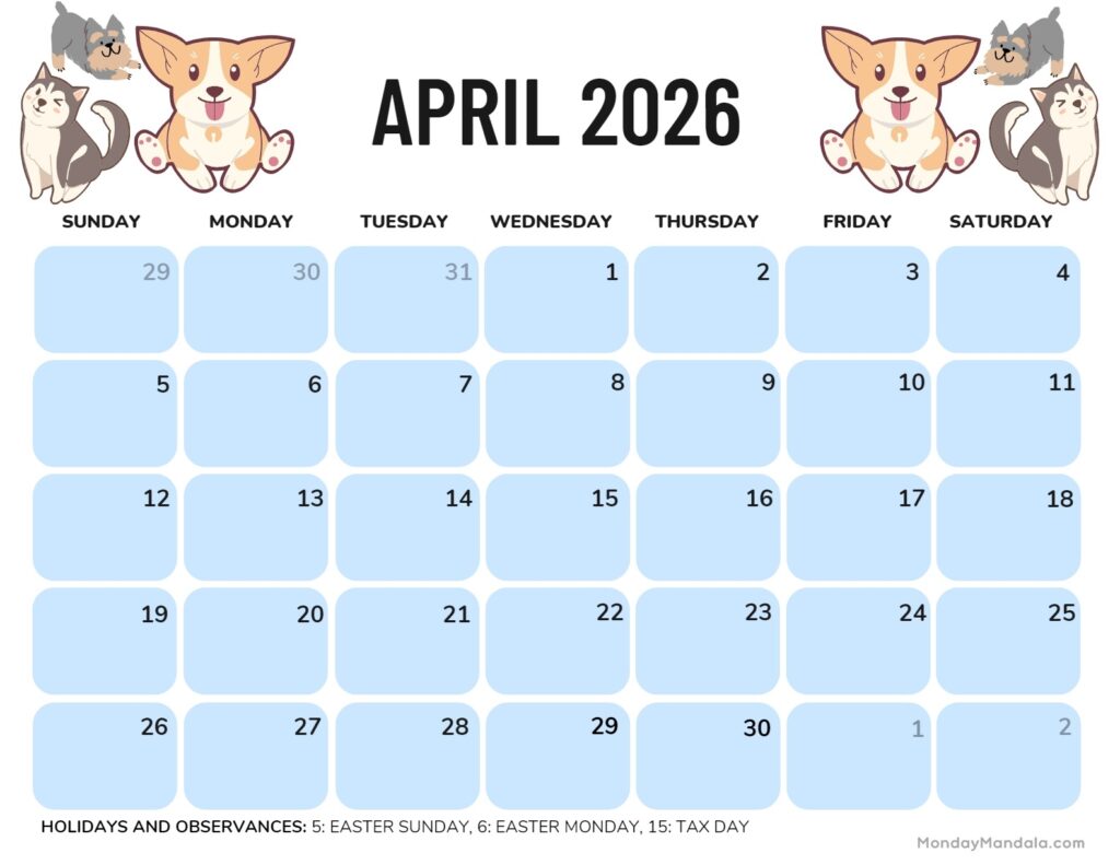 April 2026 Calendars Free PDF Printables 