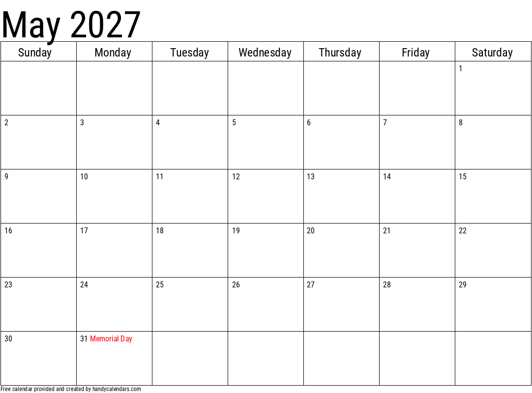 April 2027 Calendar With Holidays Handy Calendars