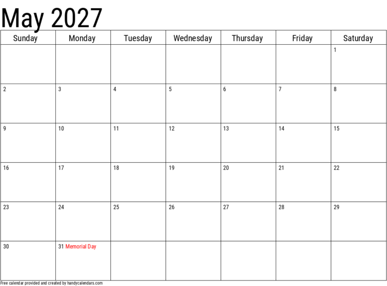 April 2027 Calendar With Holidays Handy Calendars