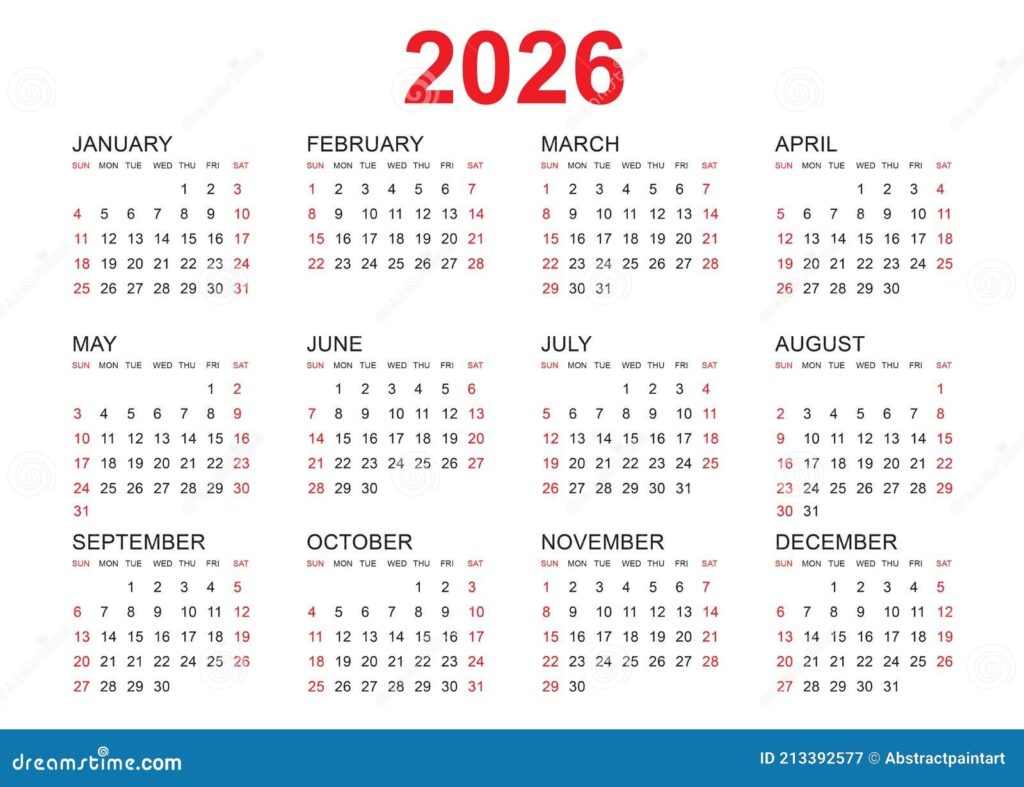Calendar 2026 Template Vector Simple Minimal Design Planner 2026 Year