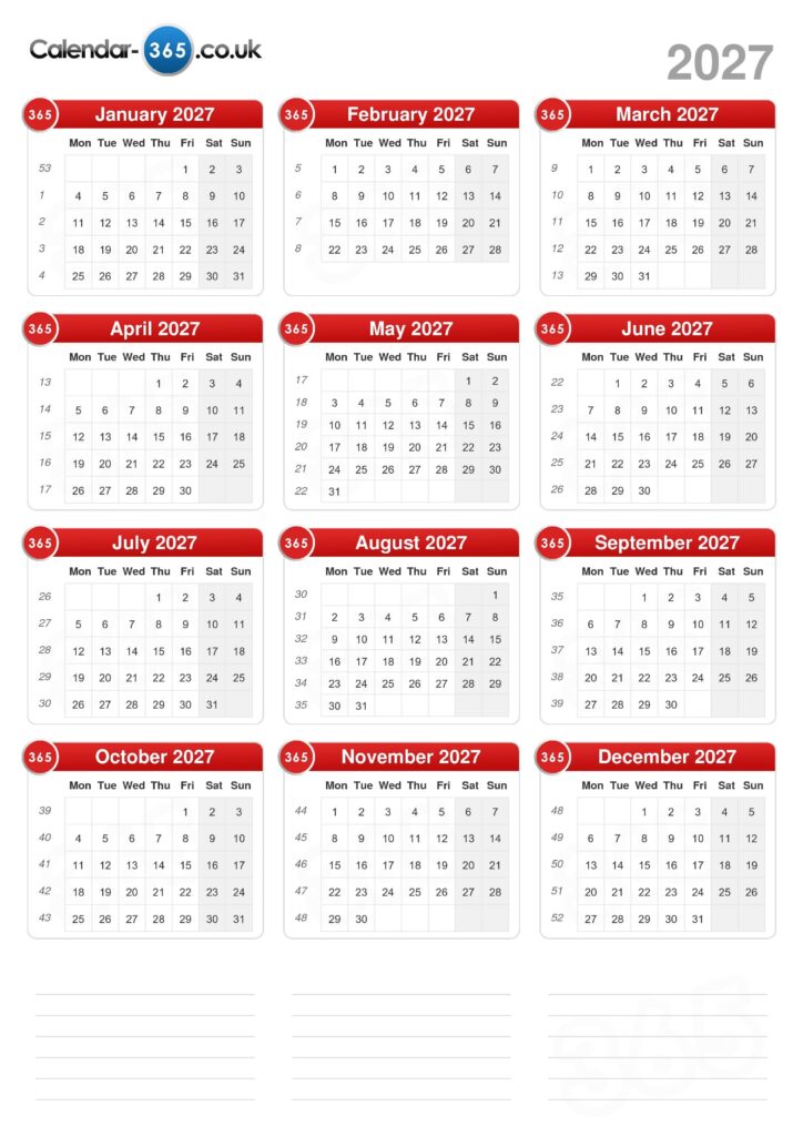 Calendar 2027