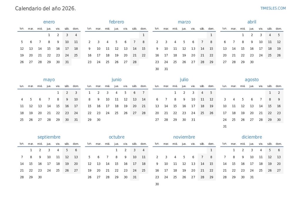 Calendario 2026 Con D as Festivos En Venezuela Imprimir Y Descargar 