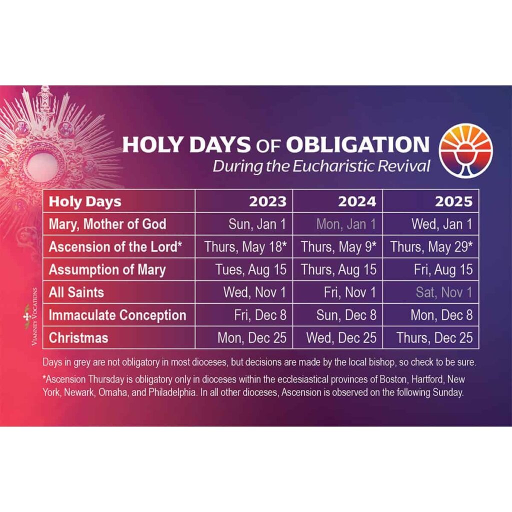 Catholic Holy Days Of Obligation 2026 Janel Melisande