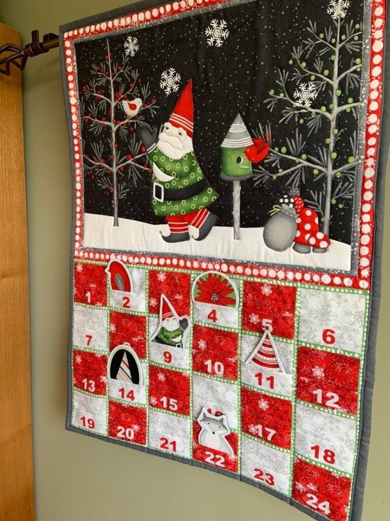 Christmas Gnome Advent Calendar Holiday Calendar Festive Quilted Wall