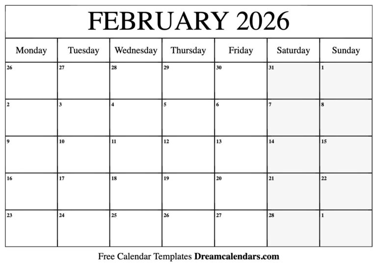 February 2026 Calendar Free Printable With Holidays And Observances