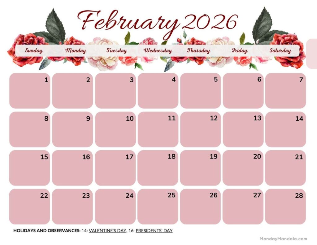 February 2026 Calendars Free PDF Printables 