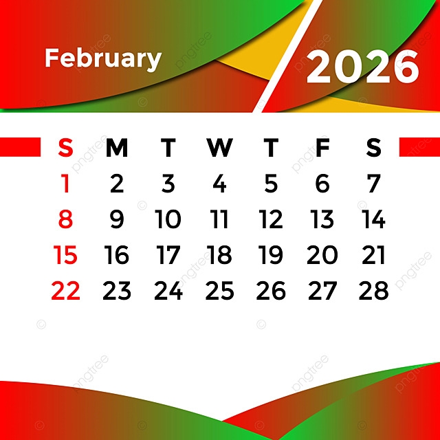 February Month Calendar 2026 Vector Template Download On Pngtree