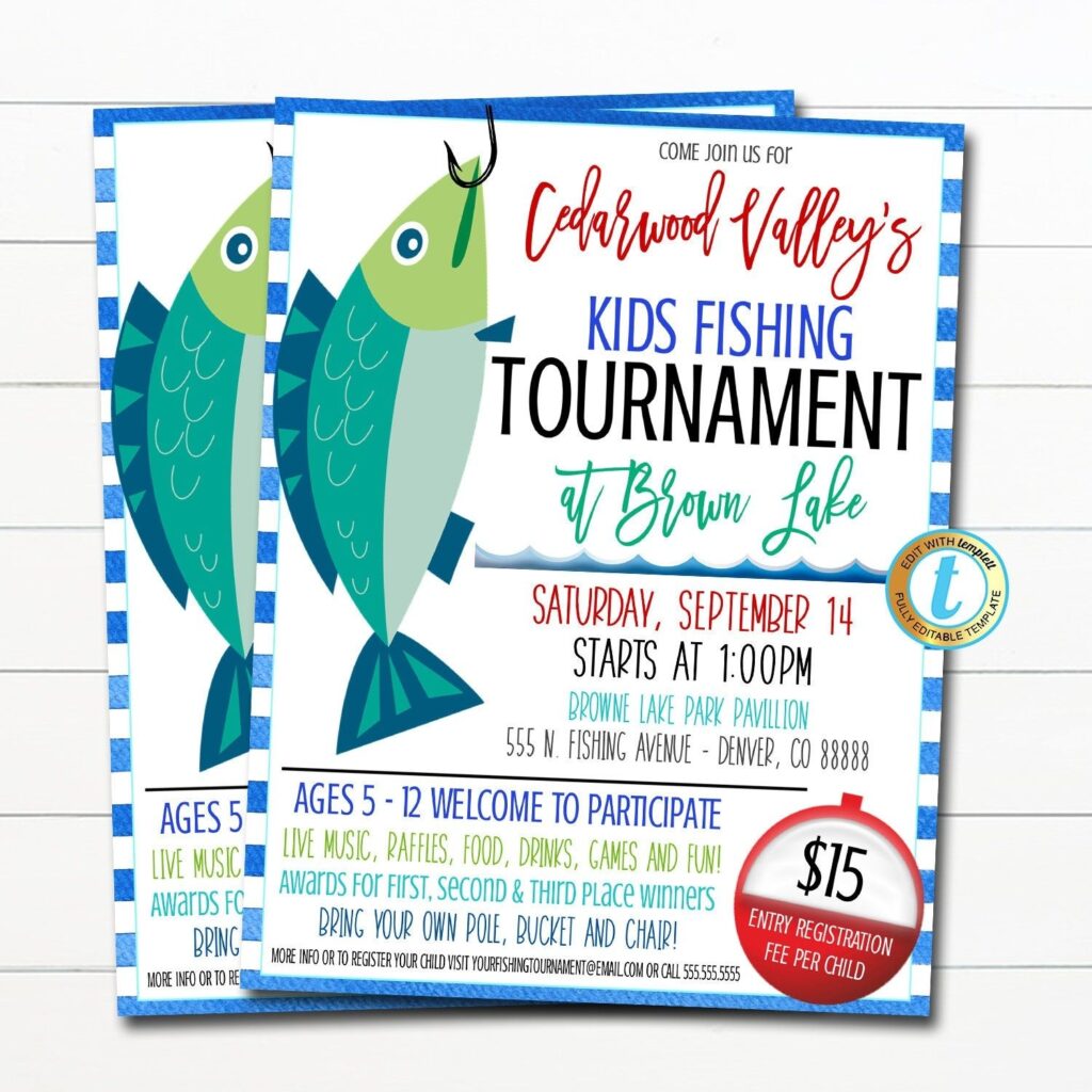 Fishing Tournament Invitation Summer Camp Lake Kids Fishing Derby 