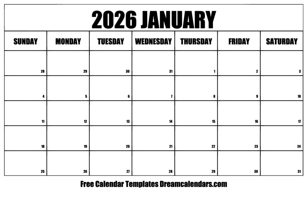 January 2026 Calendar Free Printable With Holidays And Observances