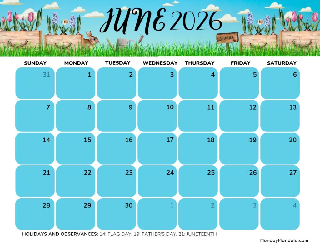 June 2026 Calendars 52 Free PDF Printables