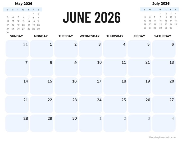 June 2026 Calendars 52 Free PDF Printables 