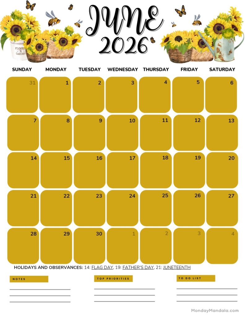 June 2026 Calendars 52 Free PDF Printables