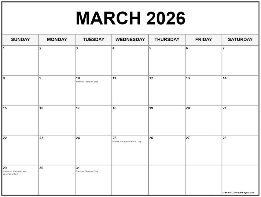 March 2026 Calendar With Holidays Calendrier 2025 2026 Gratuit