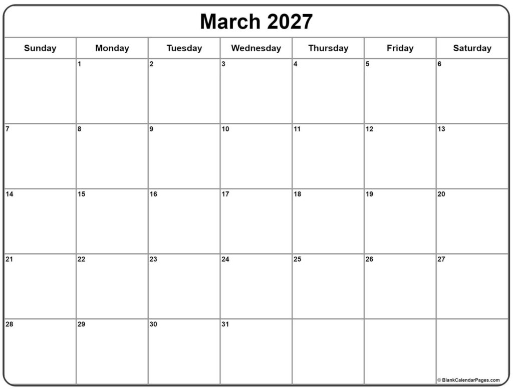 March 2027 Calendar Free Printable Calendars