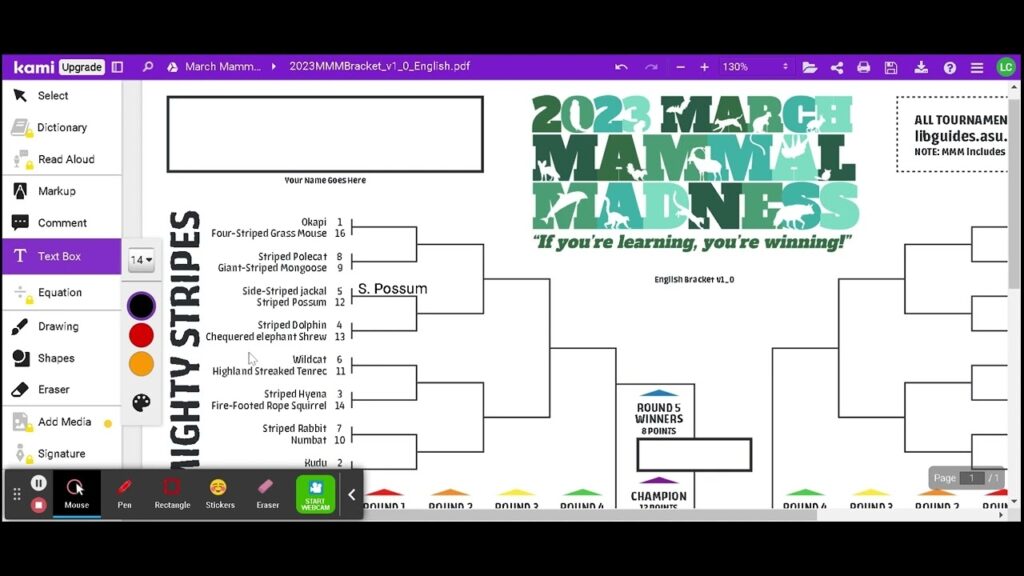 March Mammal Madness Instructions YouTube