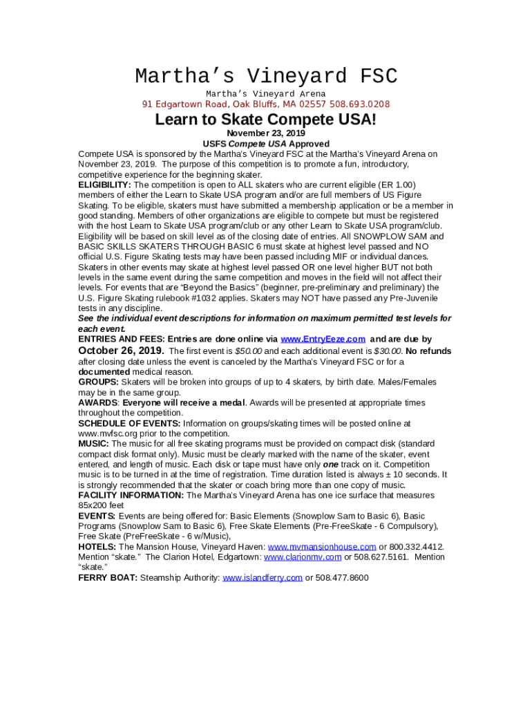 Martha s Vineyard Calendar Of EventsLearn To Skate Doc Template PdfFiller