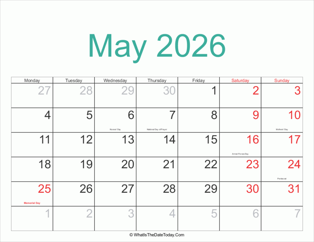 May 2026 Calendar