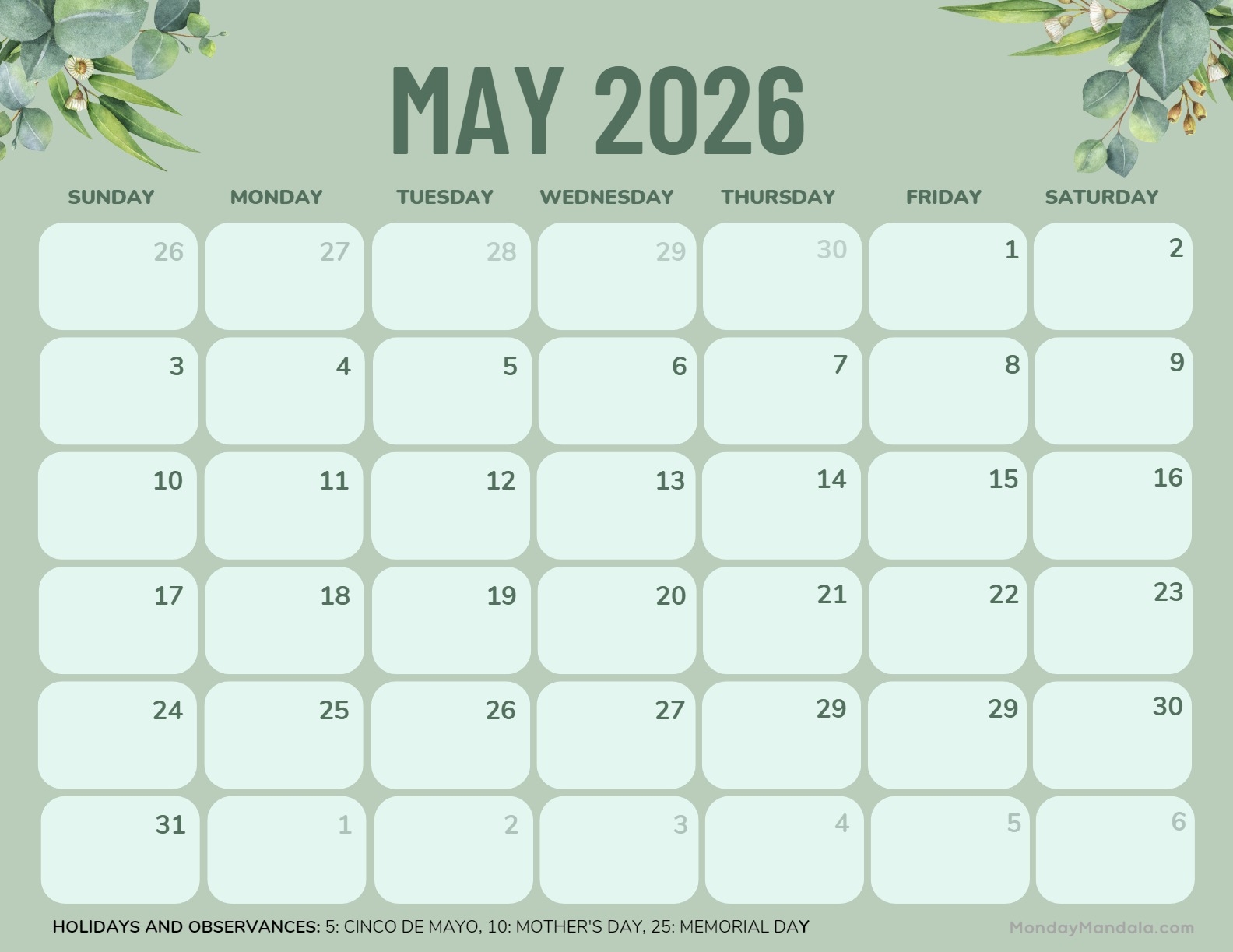 May 2026 Calendars 52 Free PDF Printables