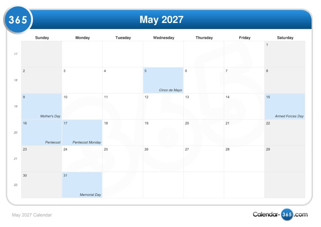 May 2027 Calendar