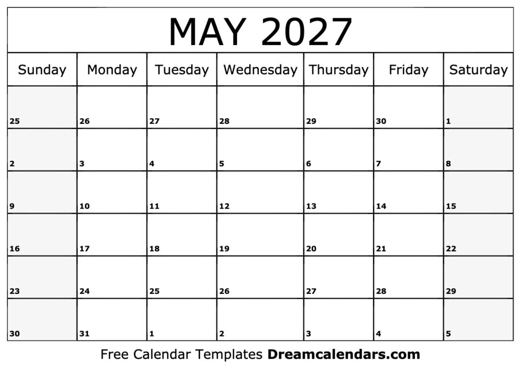 May 2027 Calendar Free Printable With Holidays And Observances