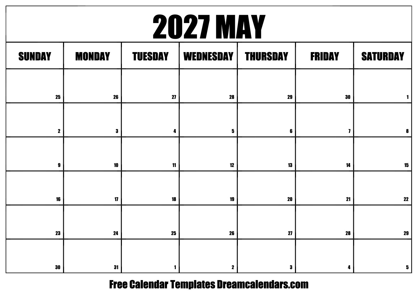 May 2027 Calendar Free Printable With Holidays And Observances