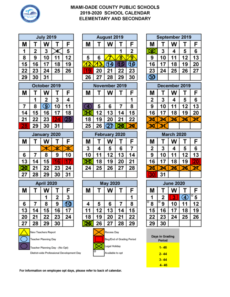 Miami Dade County Public Schools 2025 2026 Academic Calendar A 