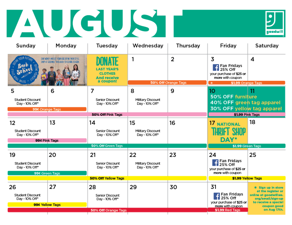 Michiana Goodwill Calendar