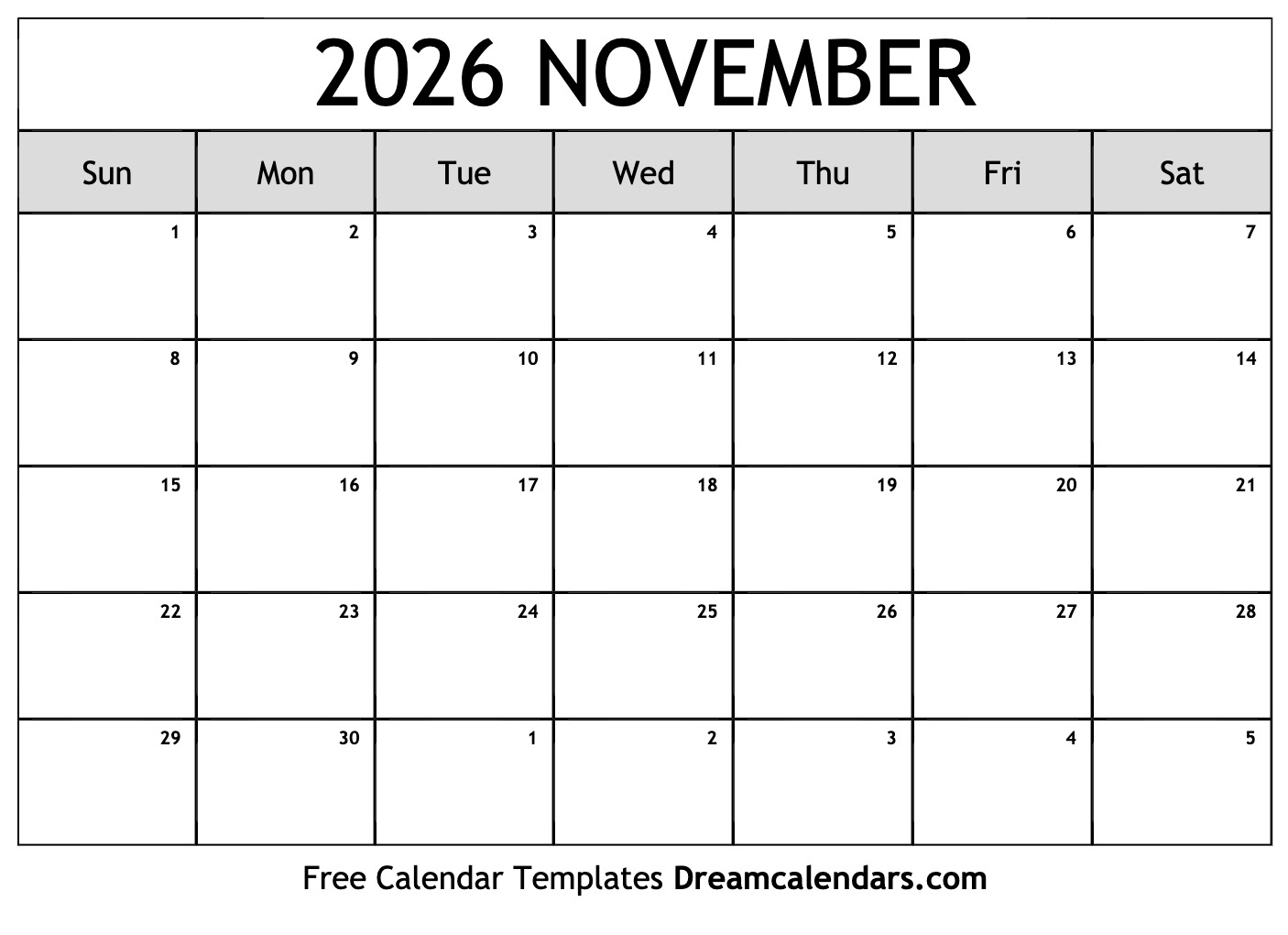 November 2026 Calendar Free Printable With Holidays And Observances