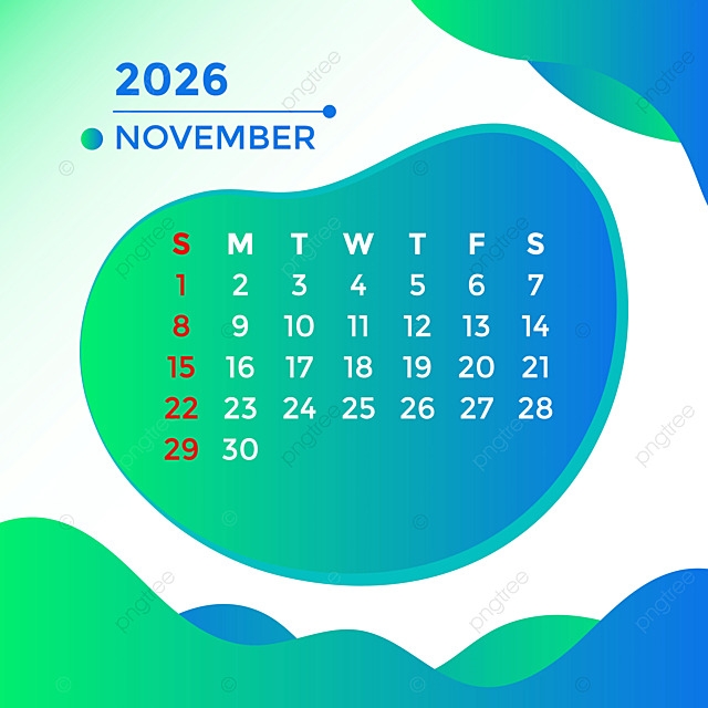 November Month 2026 Calendar Vector Template Download On Pngtree