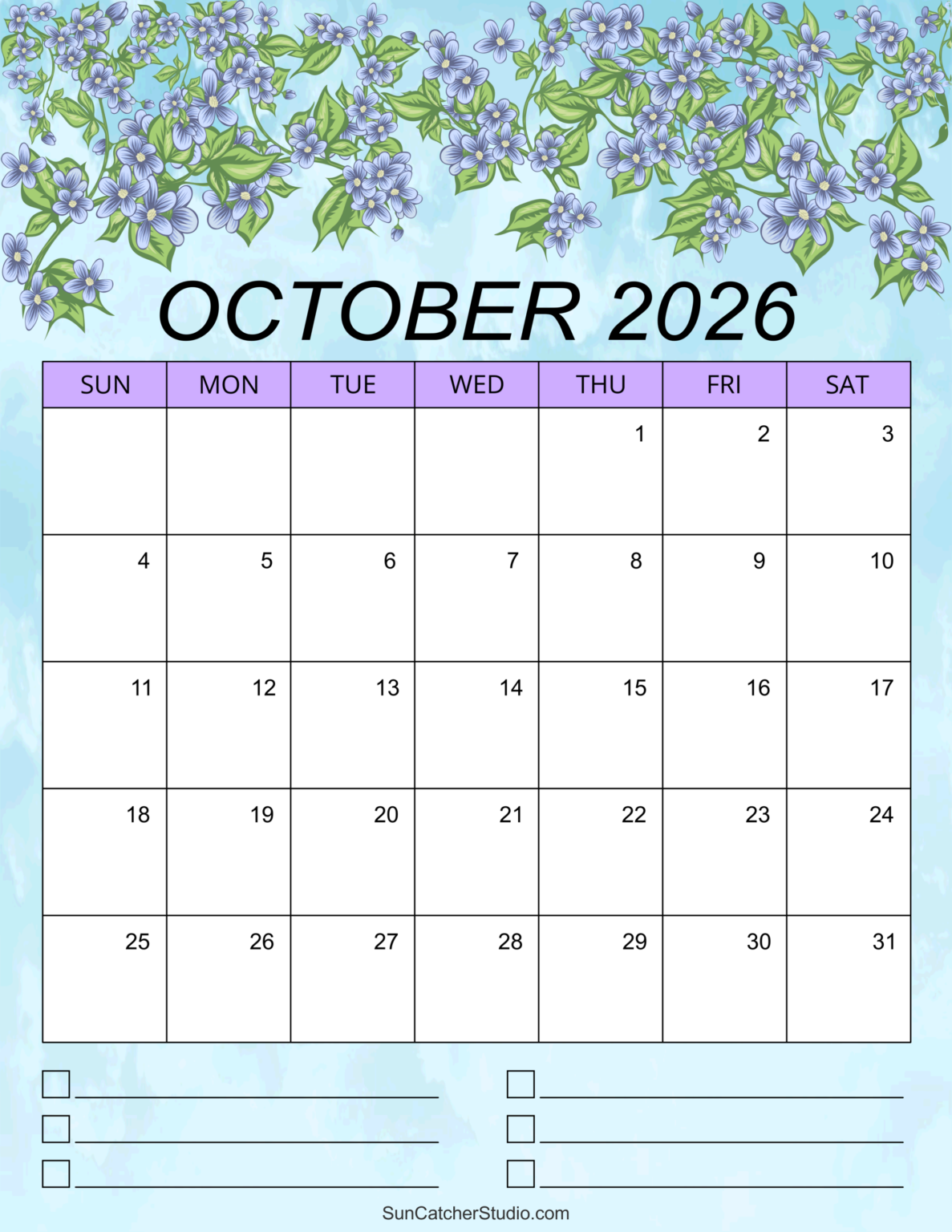 October 2026 Calendar Cute Printable Free Free Printable Calendar