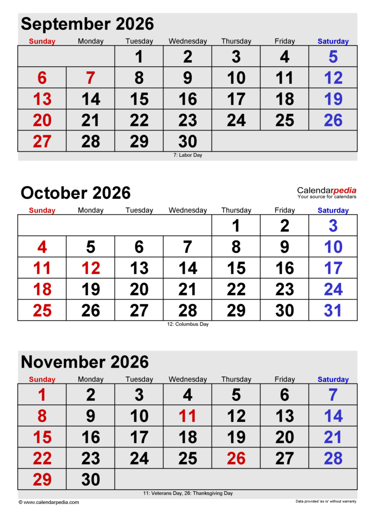 October 2026 Calendar Templates For Word Excel And PDF