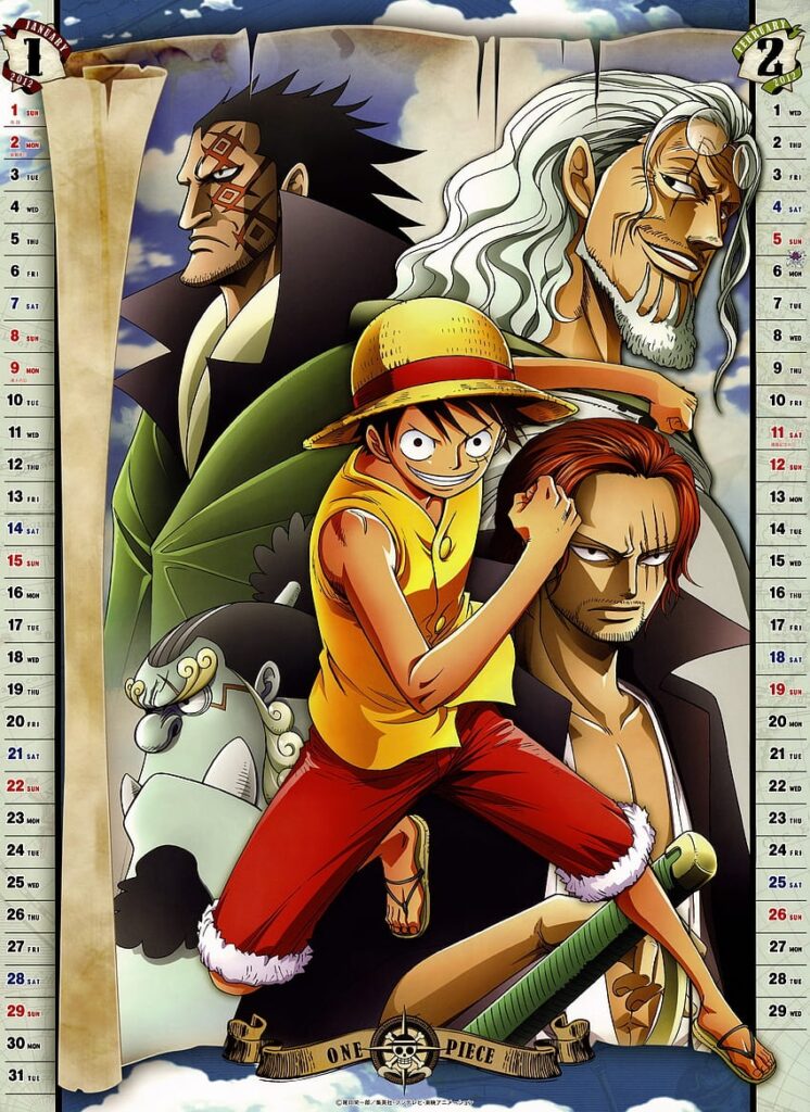 One Piece Anime Calendar Anime Shanks Monkey D Luffy Rayleigh 3223x4421