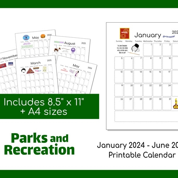 Parks Calendar Pdf Etsy