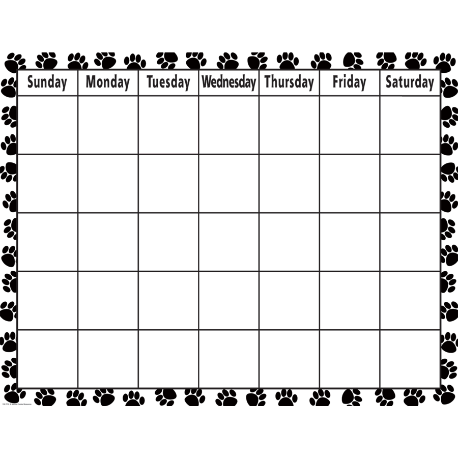 Paw Print Calendar Jonis Mahalia