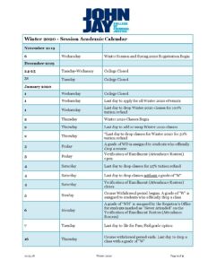 John Jay Calendar Spring 2026 Free Printable Calendar