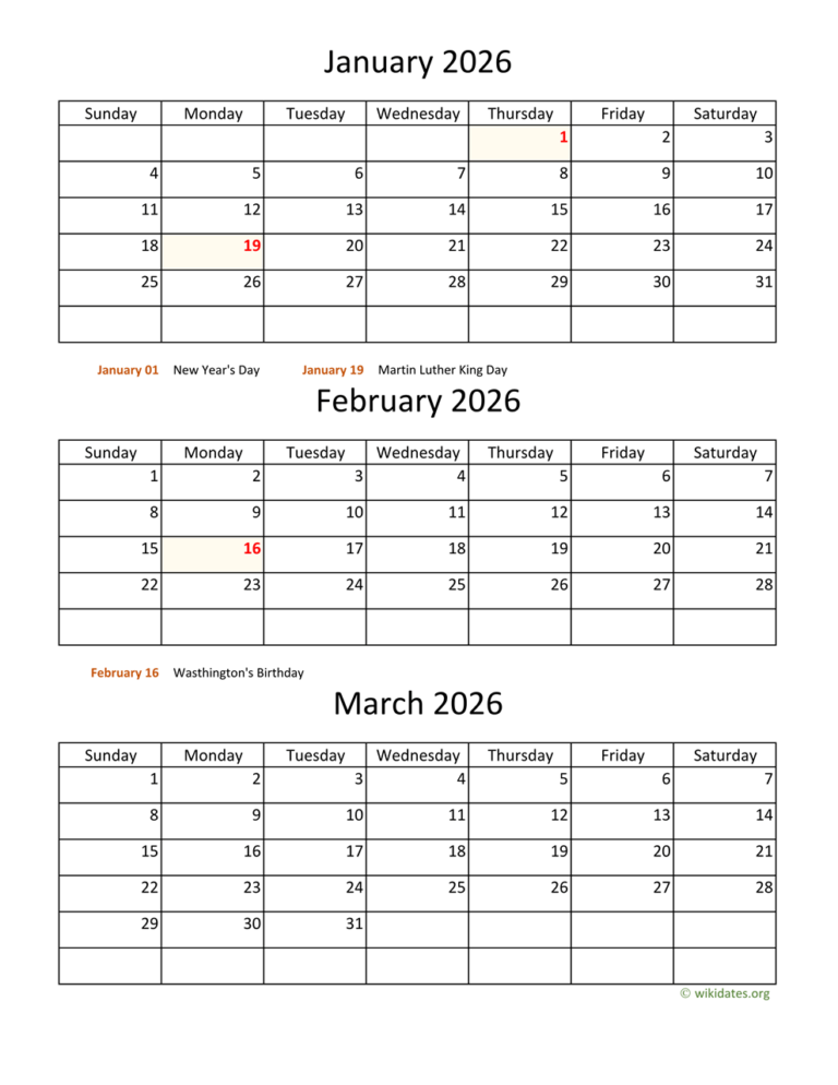 Printable 2026 Calendar WikiDates