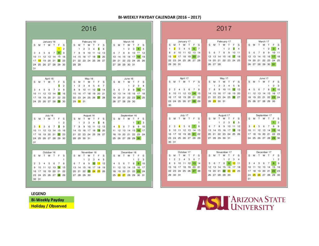 Printable Bi Weekly Payday Calendar Templates At Allbusinesstemplates